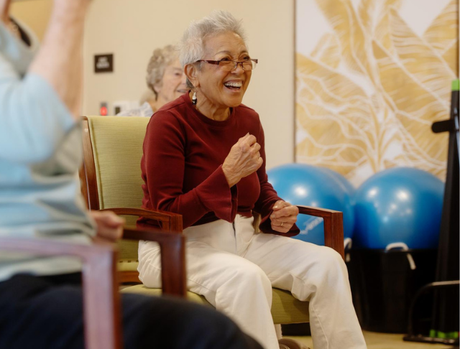 Resident doing an exercise class.
