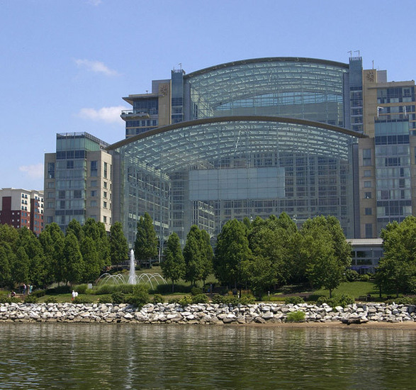 A building near The Skybridge at Town Center.