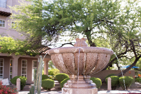 A fountain outside.