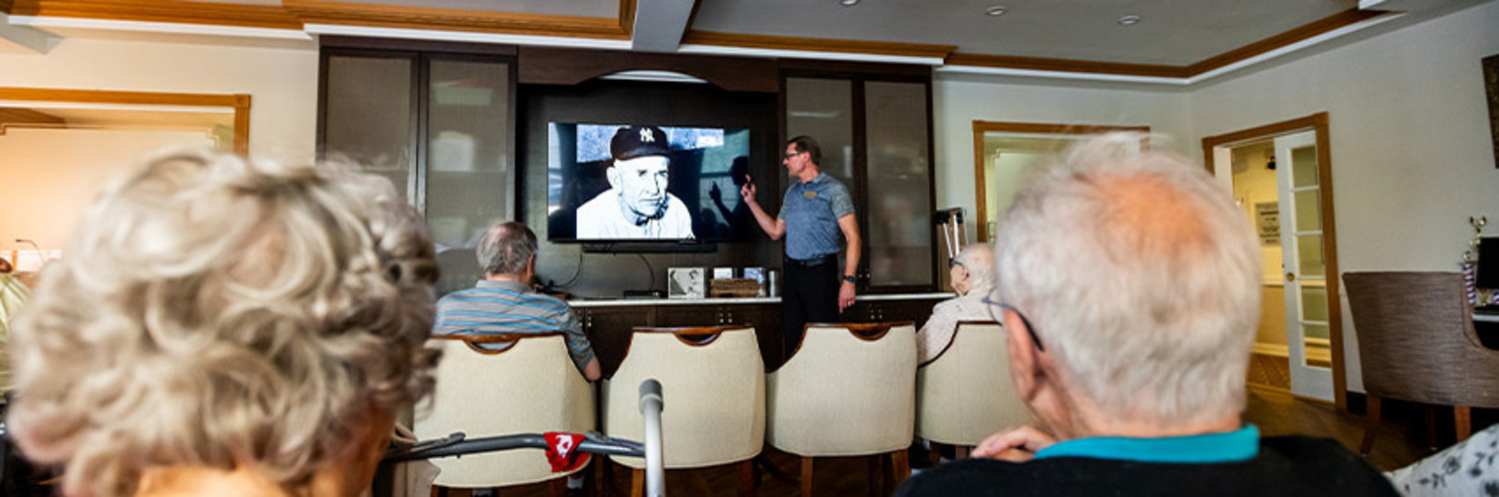 People watching a speaker. People watching a speaker.