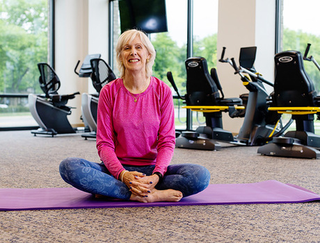 A person practicing yoga.