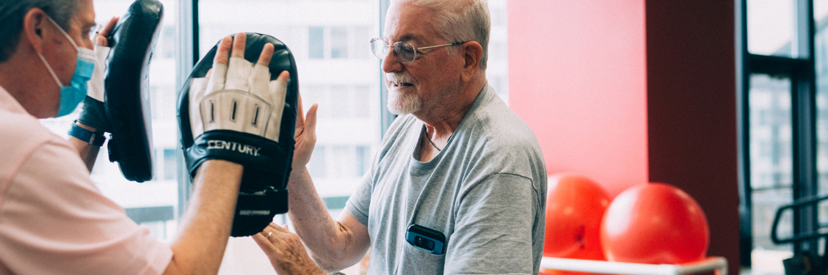 Two residents sparring in boxing. Two residents sparring in boxing.