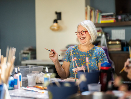 A person in a painting class.