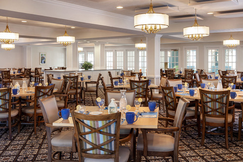 Dining room with seating area.