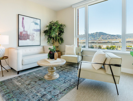 A fully furnished living room.