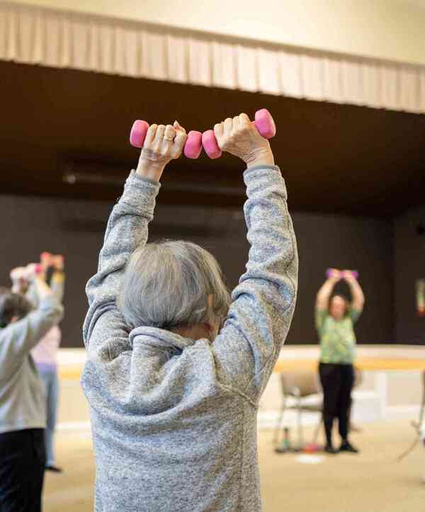 Residents in a fitness class
