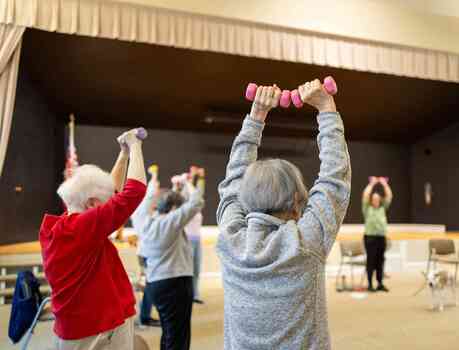 Residents in a fitness class