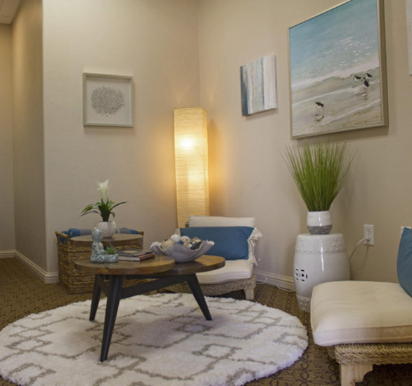 The waiting room at Indulge Salon and Spa at The Hacienda at the River.