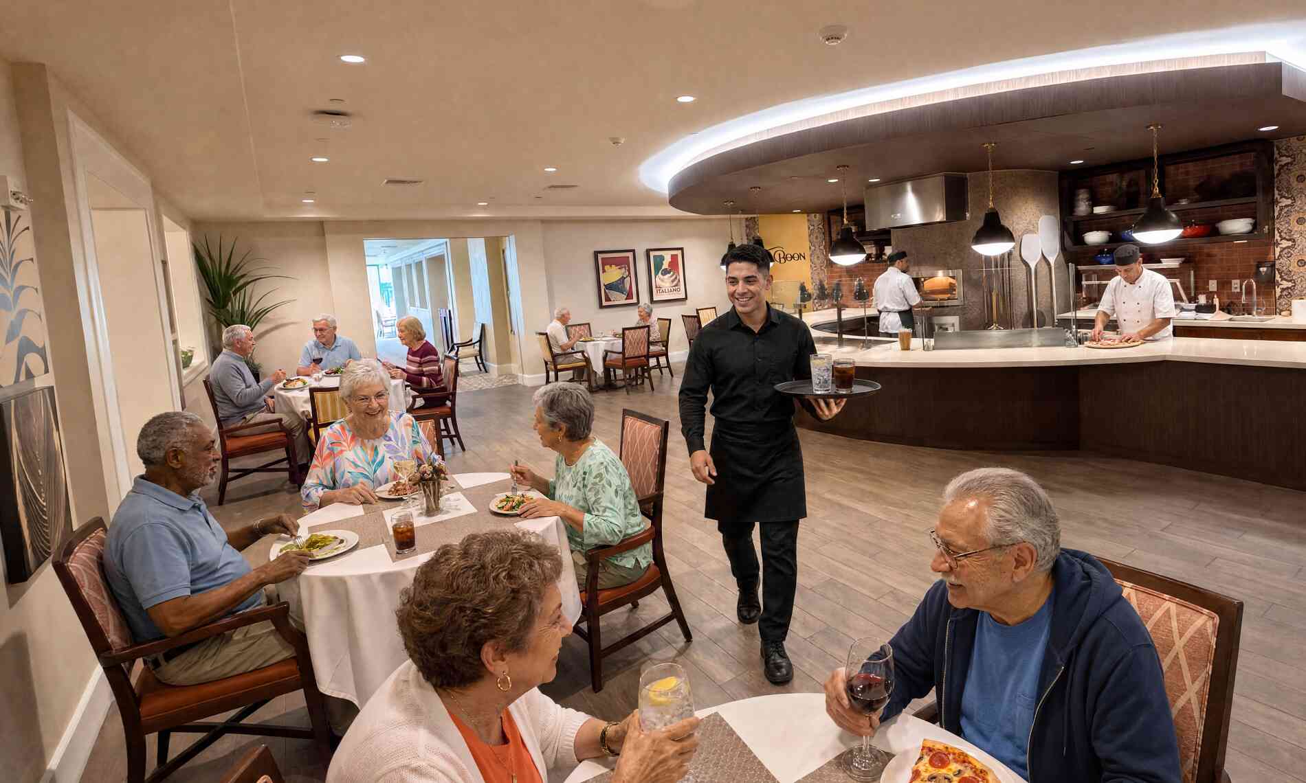 Residents enjoying a meal 