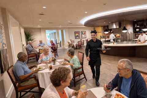 Residents enjoying a meal 