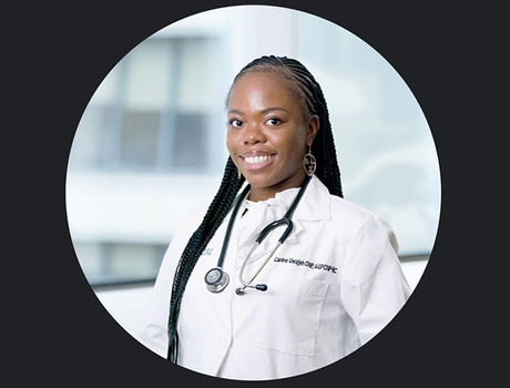 A doctor smiling.