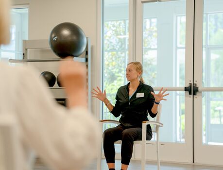Trainer teaching a class