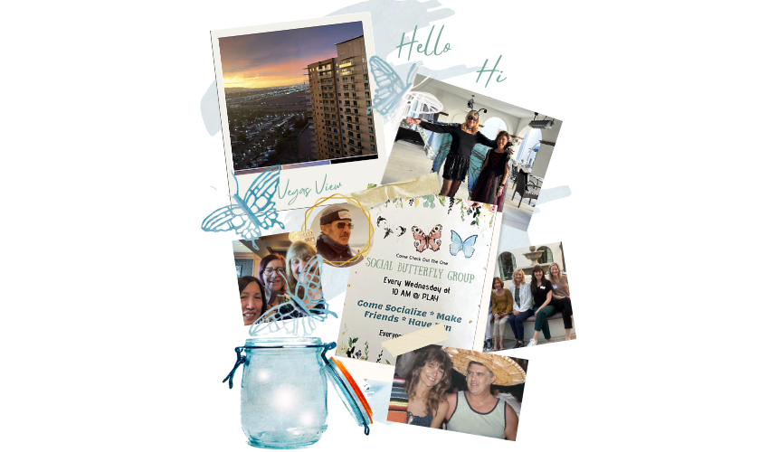 A collage of photos and an invitataion.