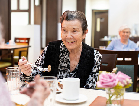 A resident out to eat with friends.