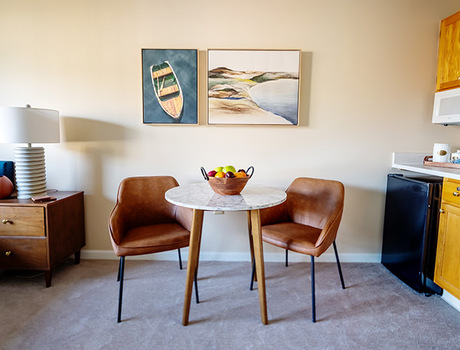 A dining area in a model apartment.