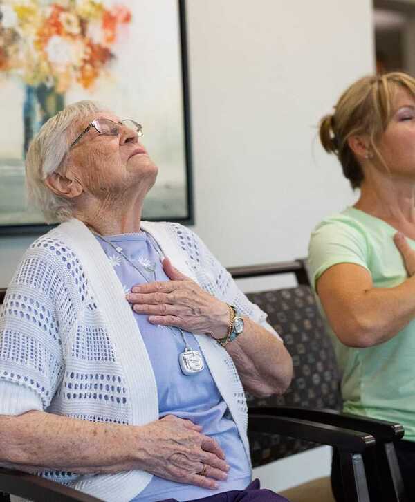 Accordion image Residents doing breathing exercises