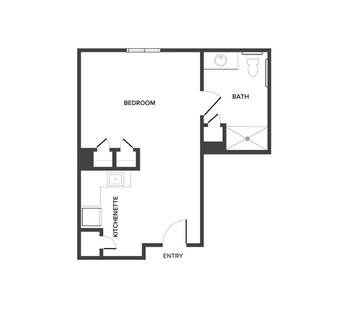 A one bedroom floor plan with approximately 548 square feet.