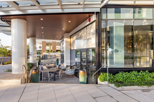 An area outside for dining.
