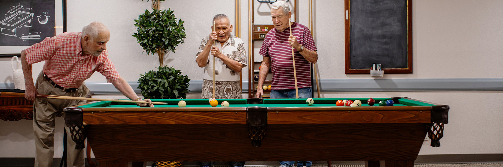 A group of friends playing pool. A group of friends playing pool.