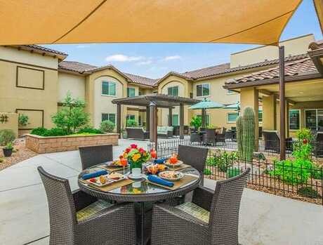 A patio at The Watermark at Continental Ranch.