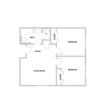 A memory care suite floor plan with two bedrooms.