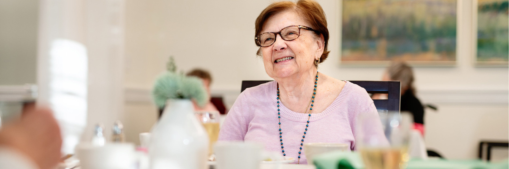 A person in a dining room.