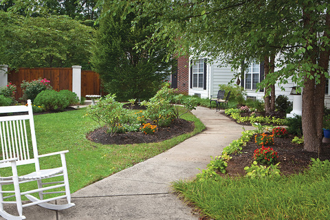 Exterior courtyard with a walking path.