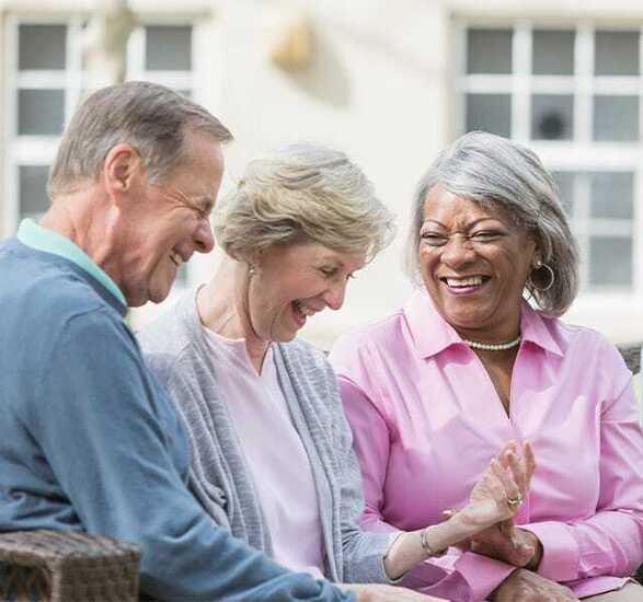 Residents laughing and chatting.
