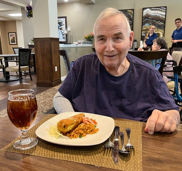 Resident with homemade meal