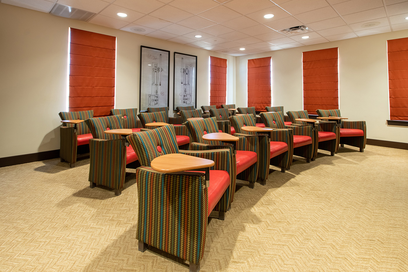A row of seats in theater.