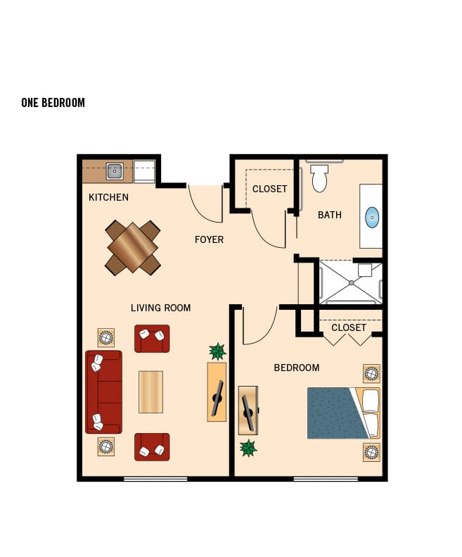 Assisted living one bedroom floor plan