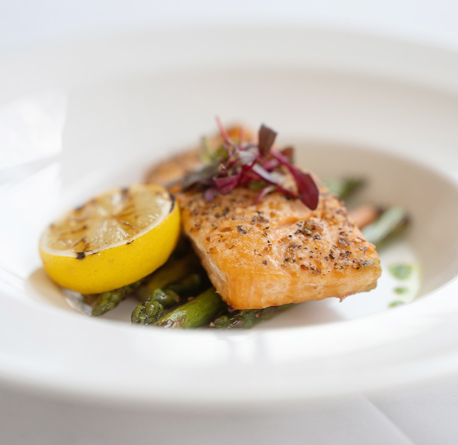 Salmon on a plate.