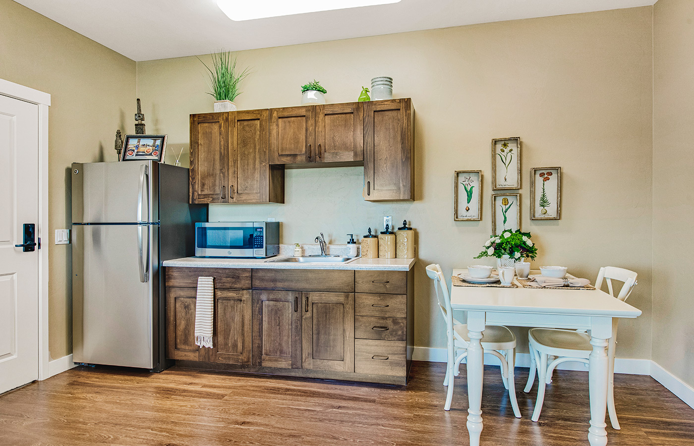 A kitchenette in an apartment at The Watermark at Continental Ranch.