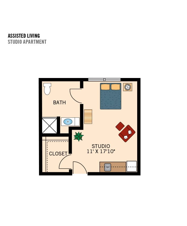 Assisted living studio floor plan