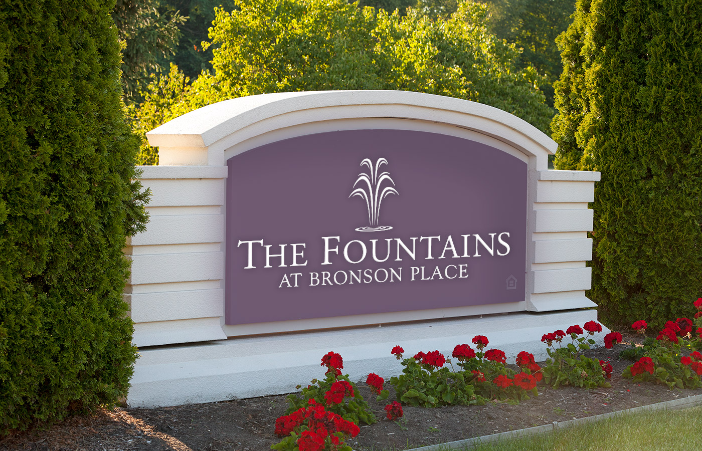 The Fountains at Bronson Place sign.
