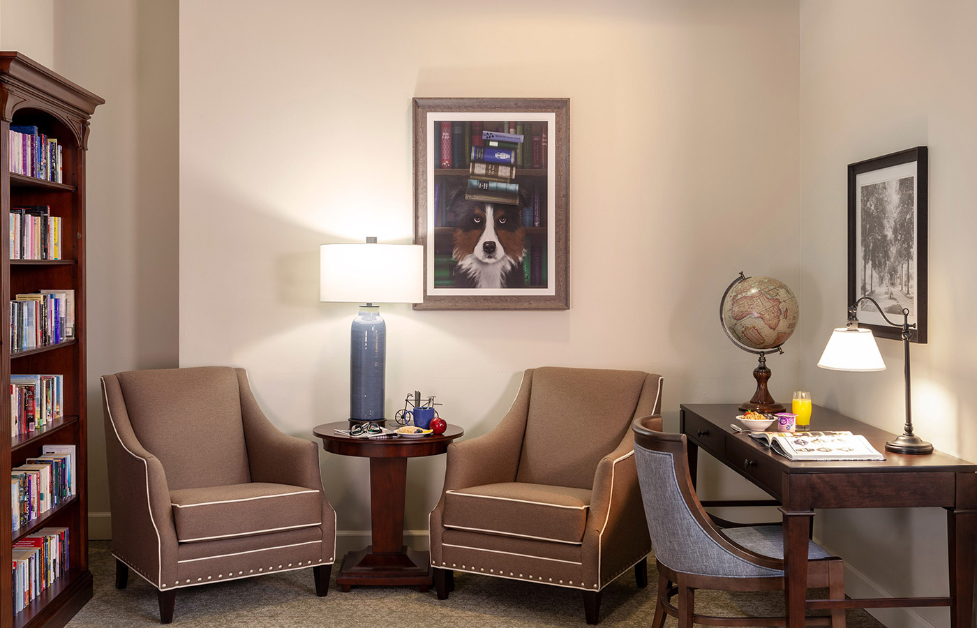 The library at The Legacy at Park Crescent.