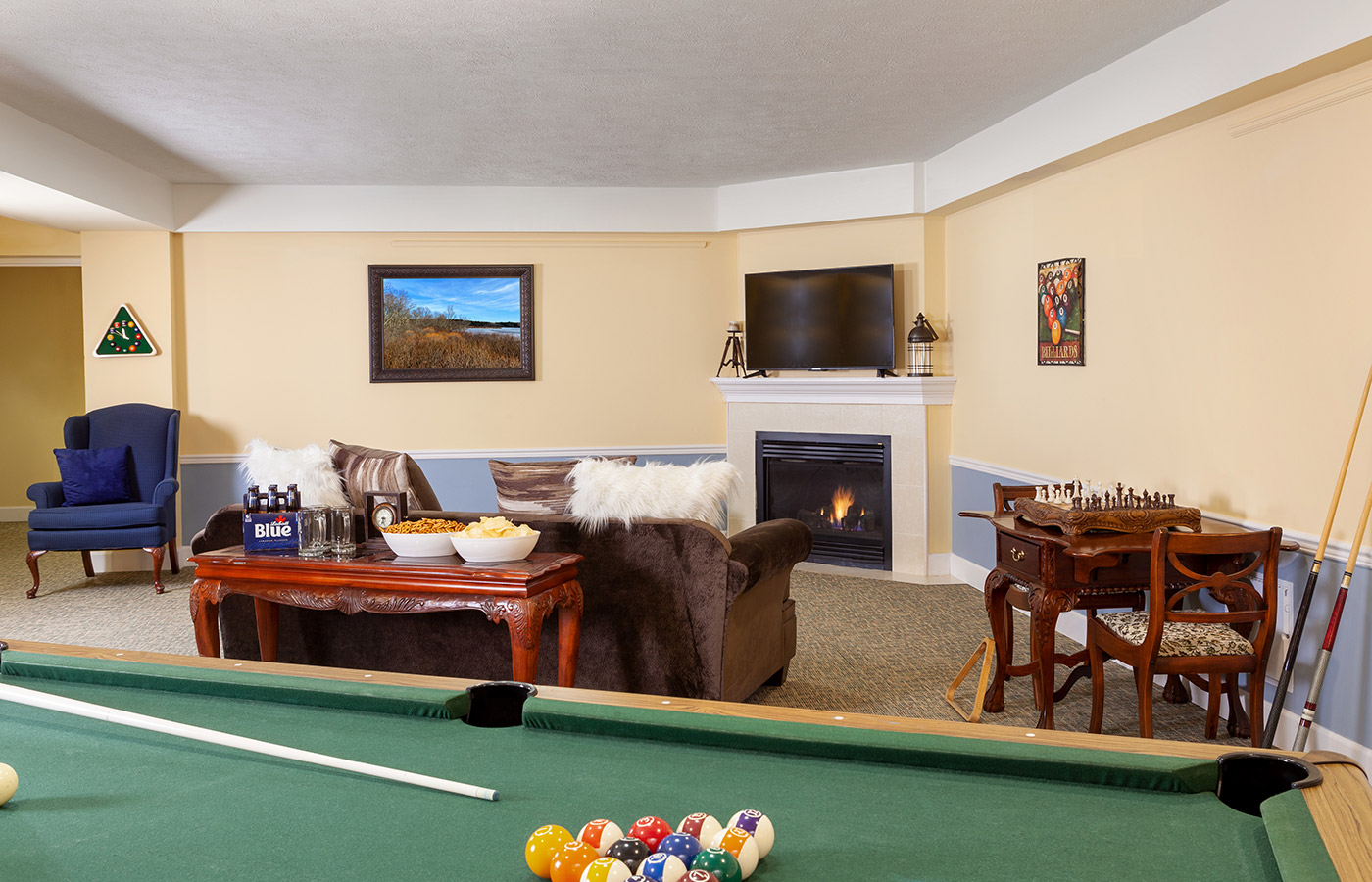 Game room with pool table.