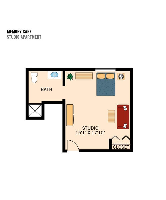 Memory care studio floor plan