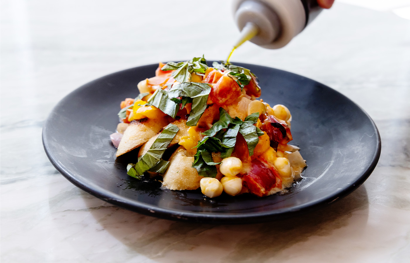 A salad on a plate.