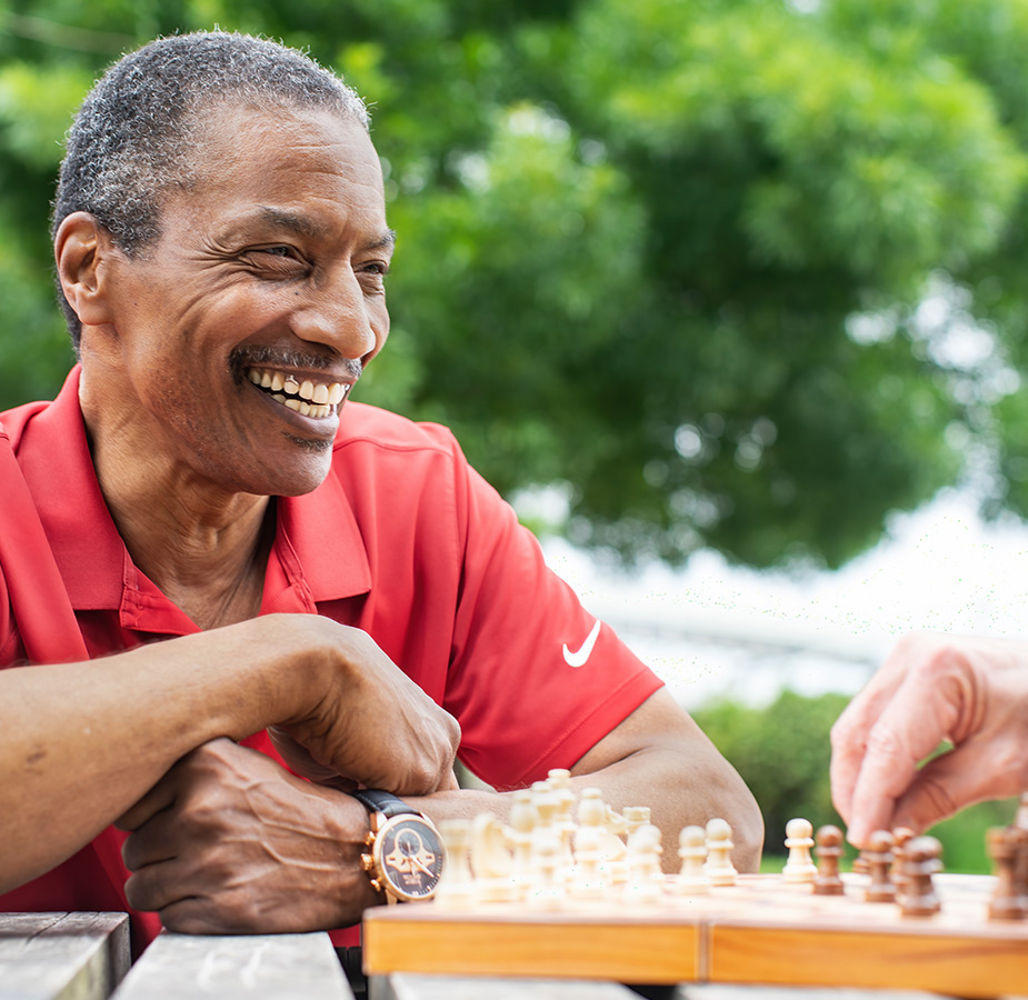 A person playing chess.