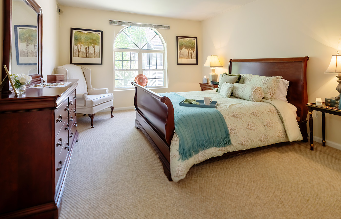 A fully furnished bedroom.