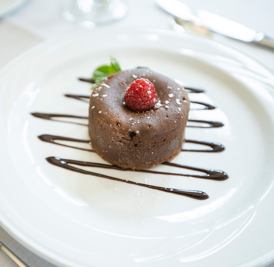 A dessert on a plate.