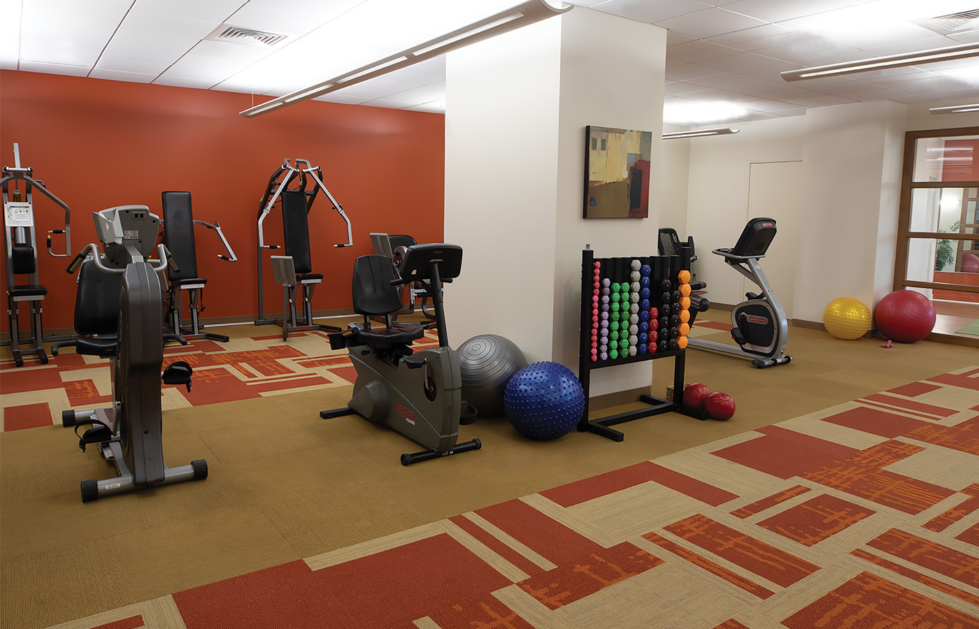 The gym at The Watermark at 3030 Park.