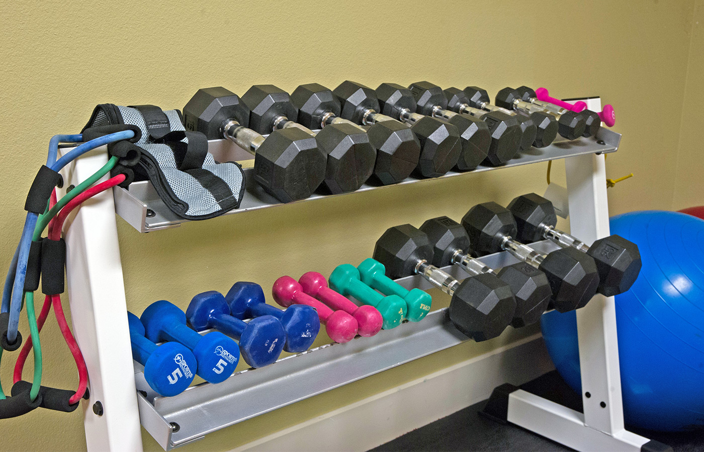 Rack of weights. 