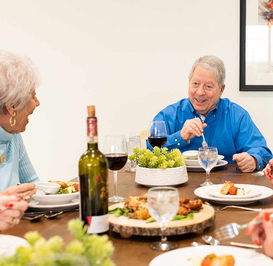 Residents having dinner.