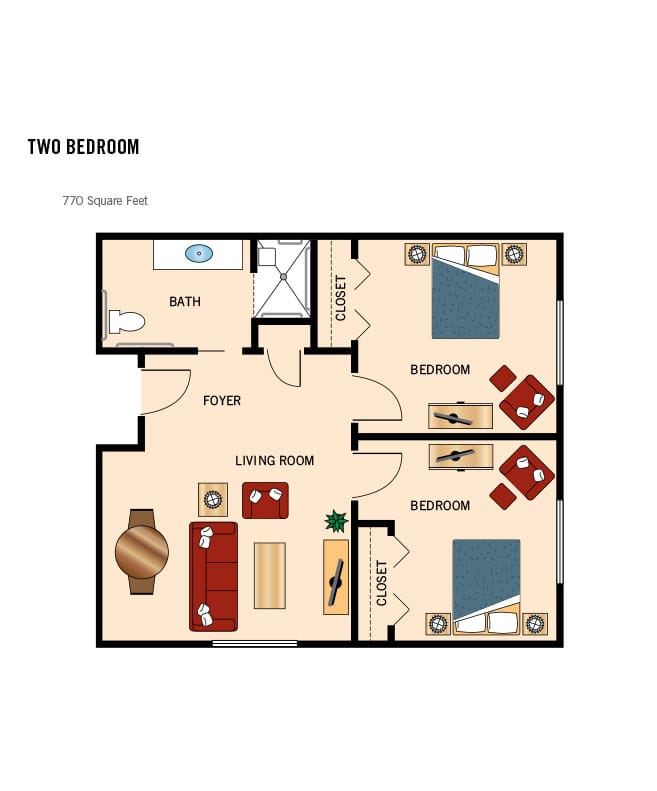 Memory care two bedroom floor plan
