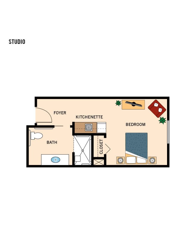 Assisted living studio floor plan