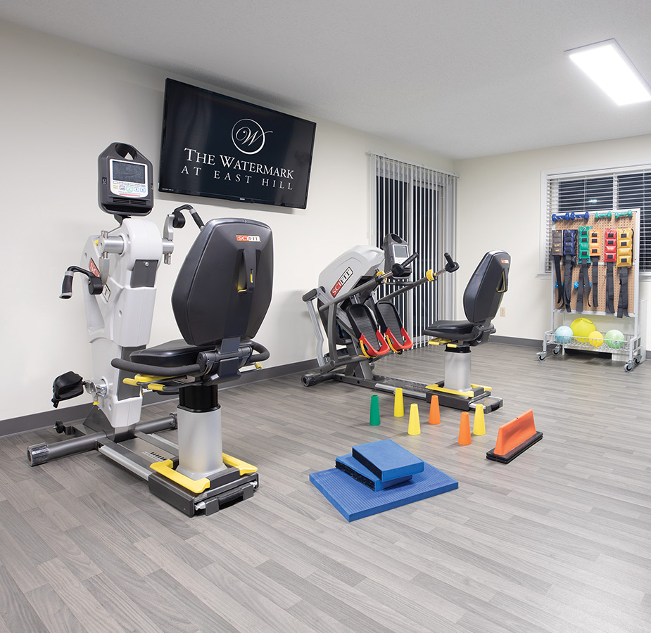 The gym at The Watermark at East Hill.
