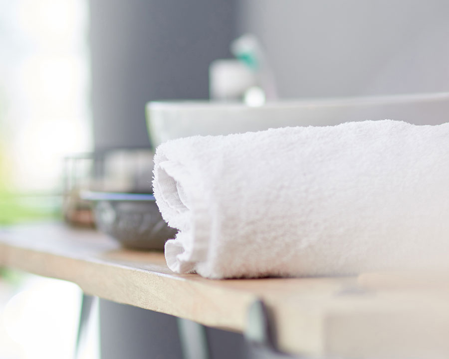 Rolled towels.