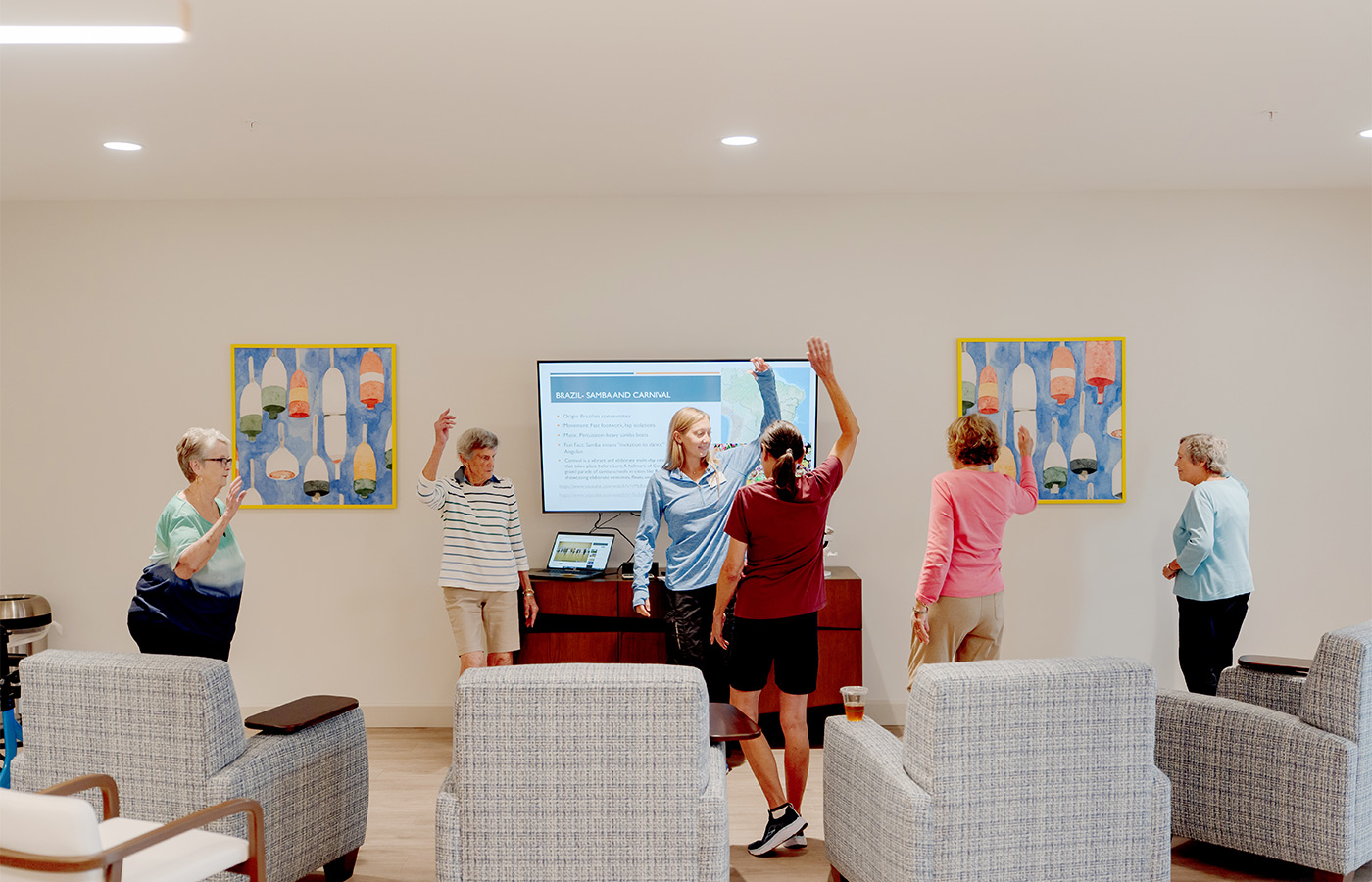 People in a technology fitness class.